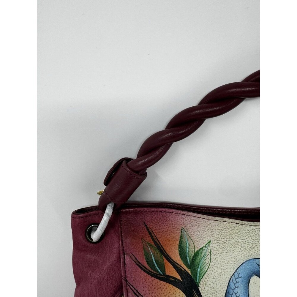 Anuschka hand-painted genuine leather hobo Peacock - Picture 6 of 16